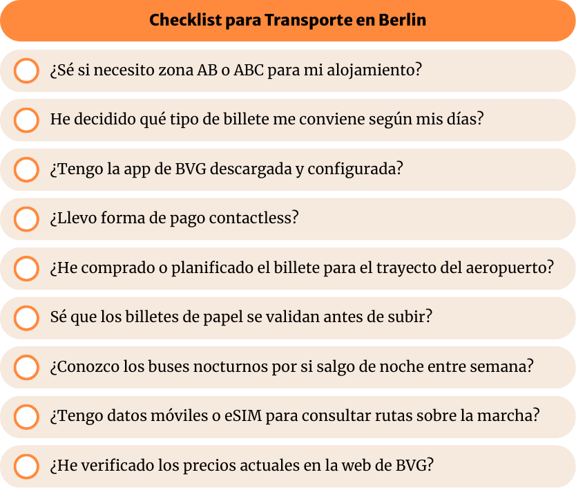Berlin Checklist para transporte